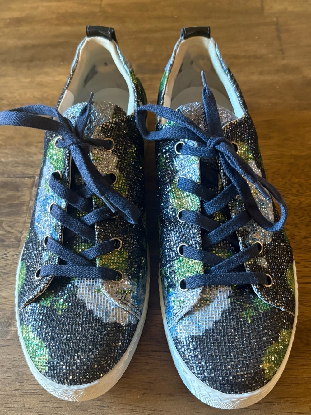 Paul Green Metallic Snake-Print Leather Sneaker